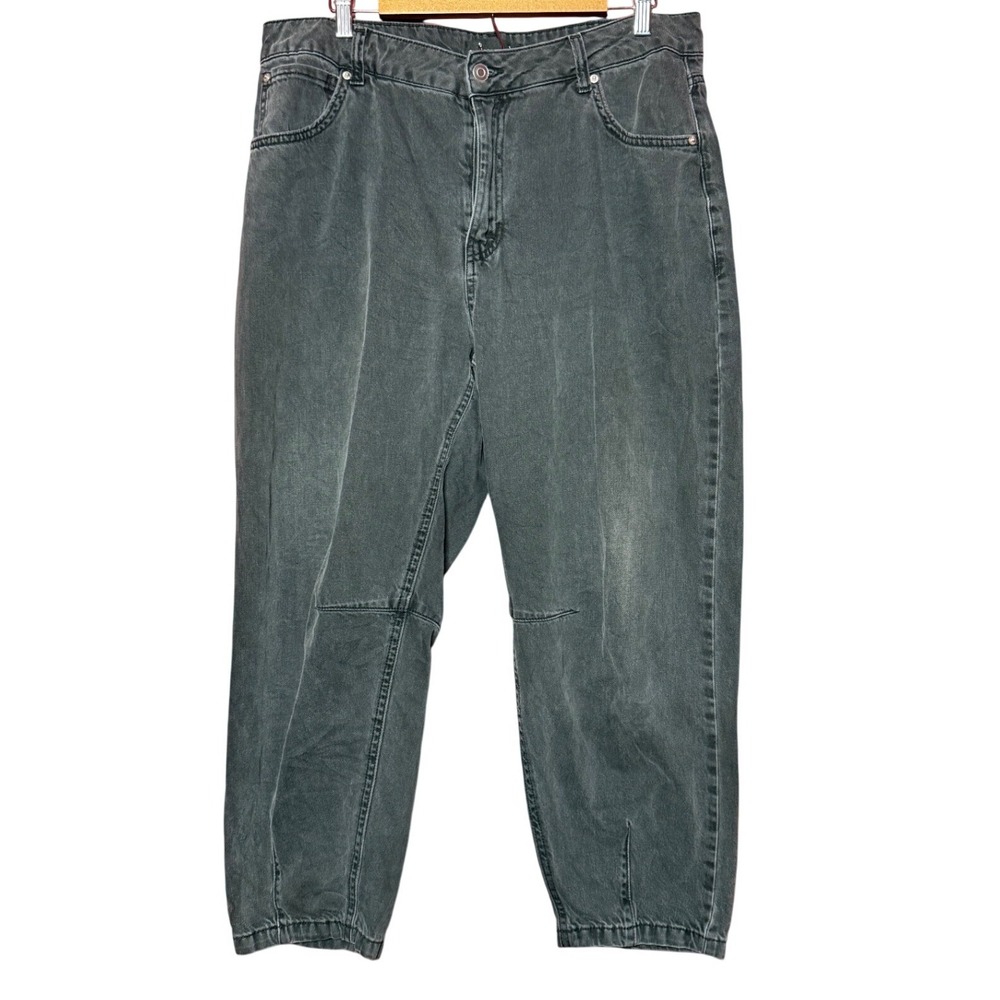 Broadway Barrel Jeans Women Size 12 Washed Black  High Rise Relaxed Tapered